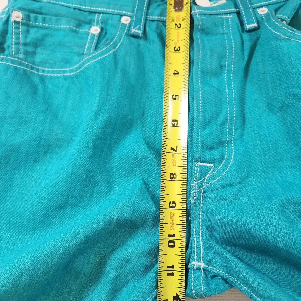 Levi's 501 Mens Jeans Button Fly Straight Leg W32 x L30 Act W29 x L28 Teal Blue - Picture 11 of 16